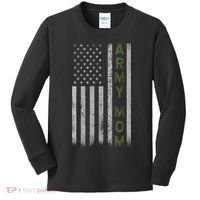 Army Gift Mom Proud Army Mother USA Flag Kids Long Sleeve Shirt thumb 0