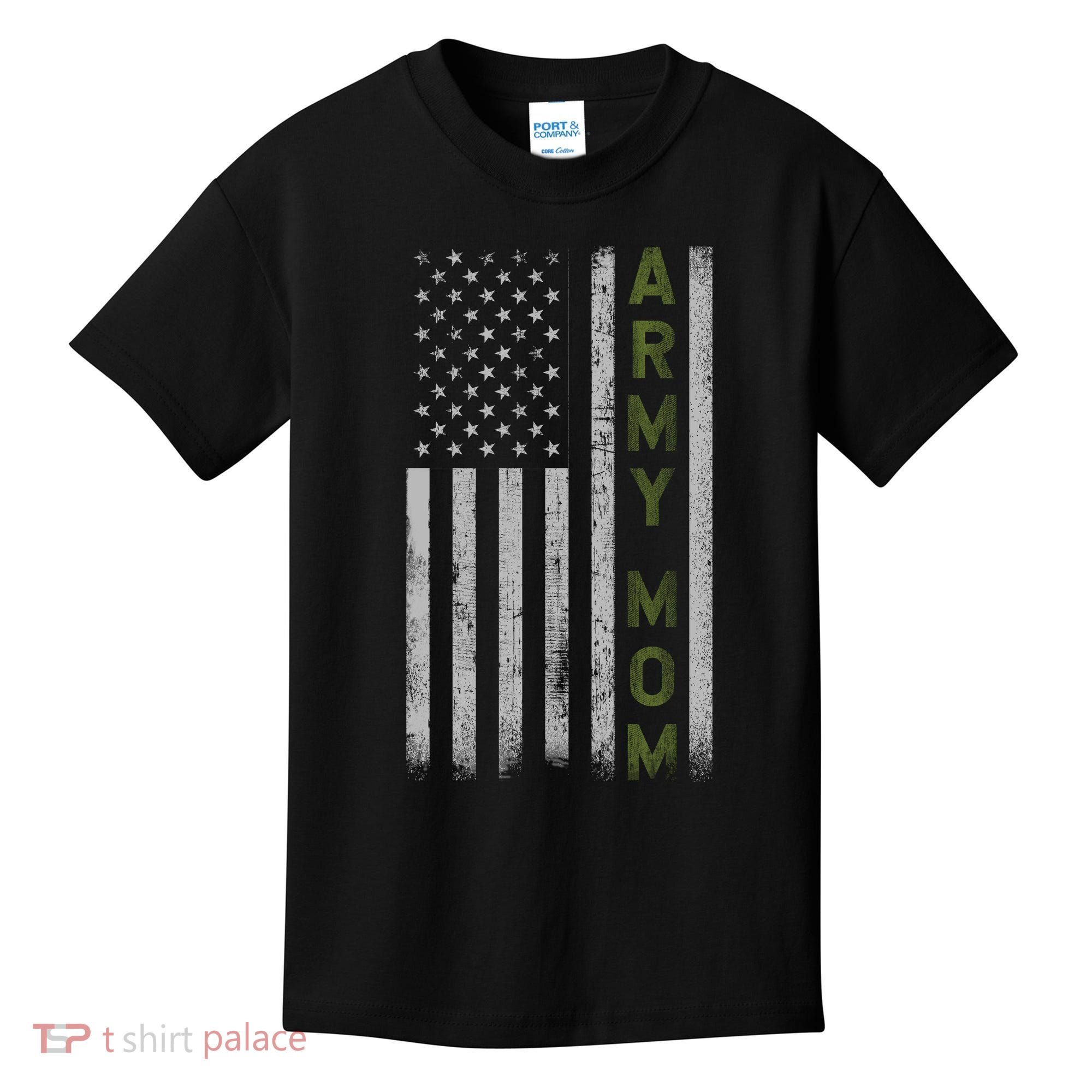 Army Gift Mom Proud Army Mother USA Flag Kids T-Shirt
