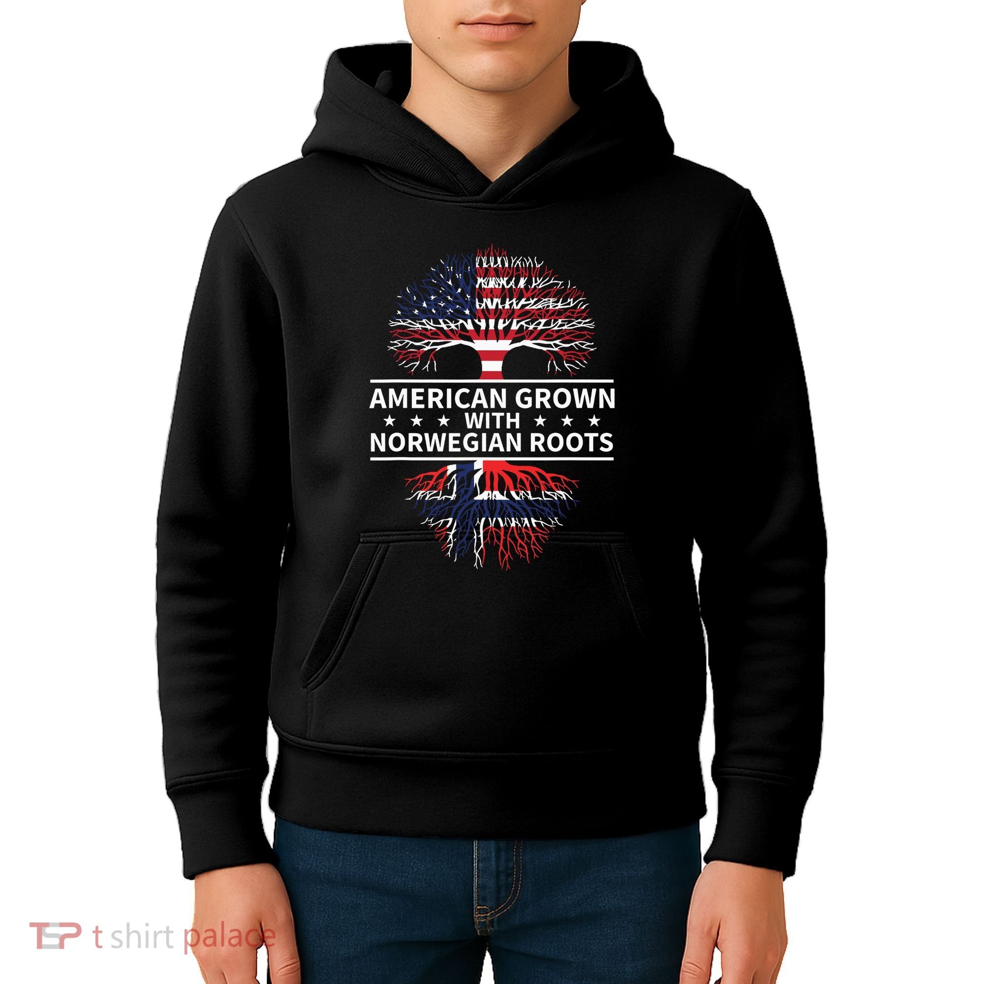 American Grown Norwegian Roots Gift Kids Hoodie