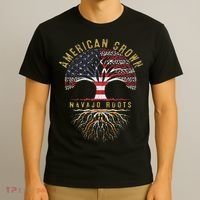 American Grown Navajo Roots Tree Flag Family Heritage T-Shirt thumb 3