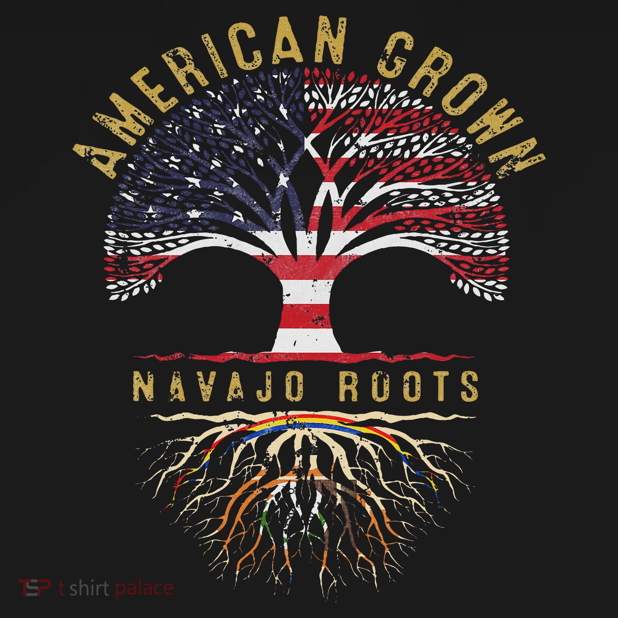 American Grown Navajo Roots Tree Flag Family Heritage T-Shirt