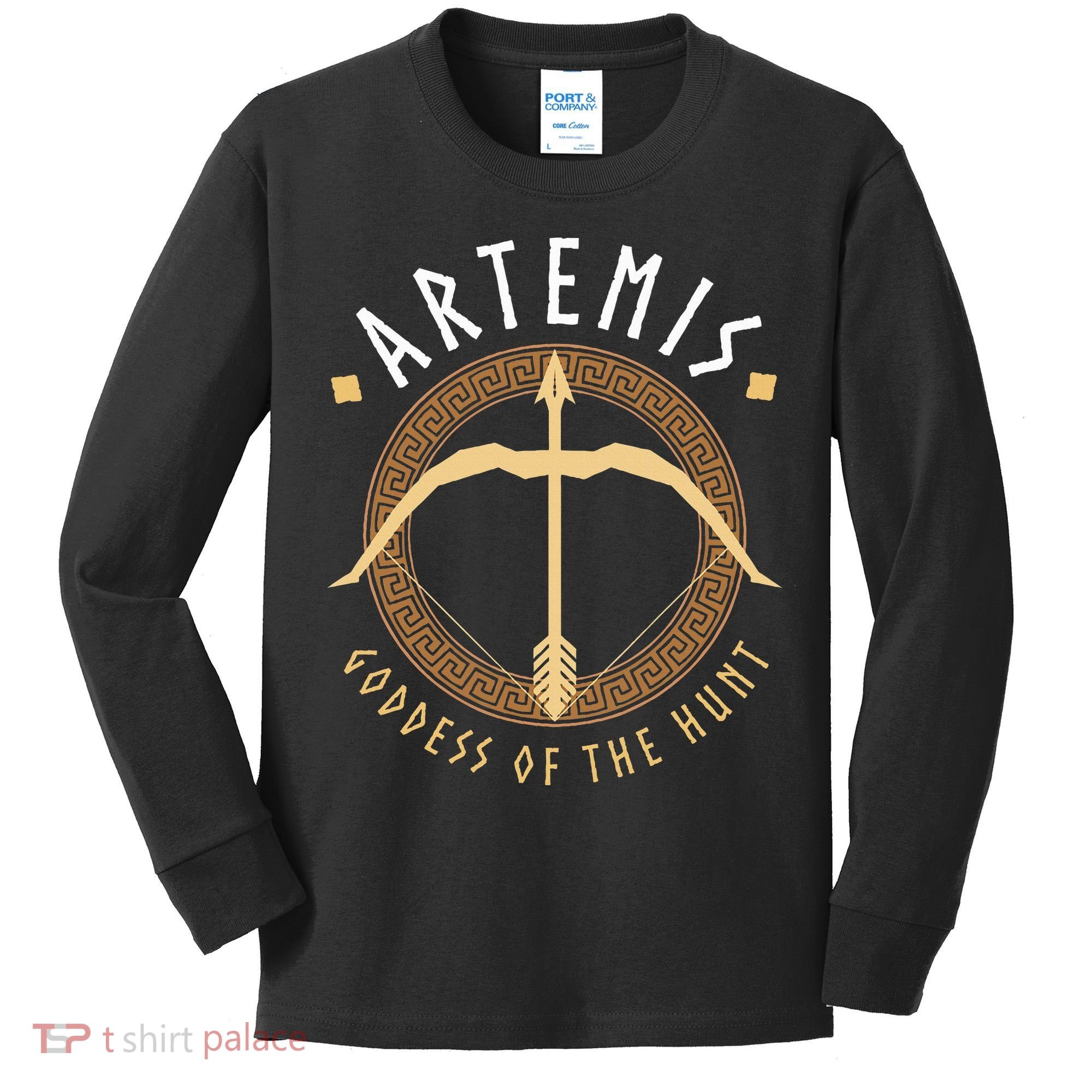 Artemis Goddess Of The Hunt Ancient Greek Mythologist Kids Long Sleeve Shirt