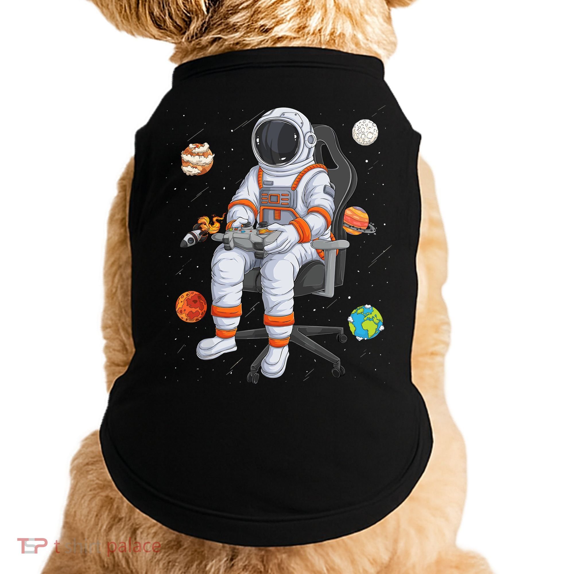Astronaut Gamer Outer Space Gaming System Planets Doggie Tank