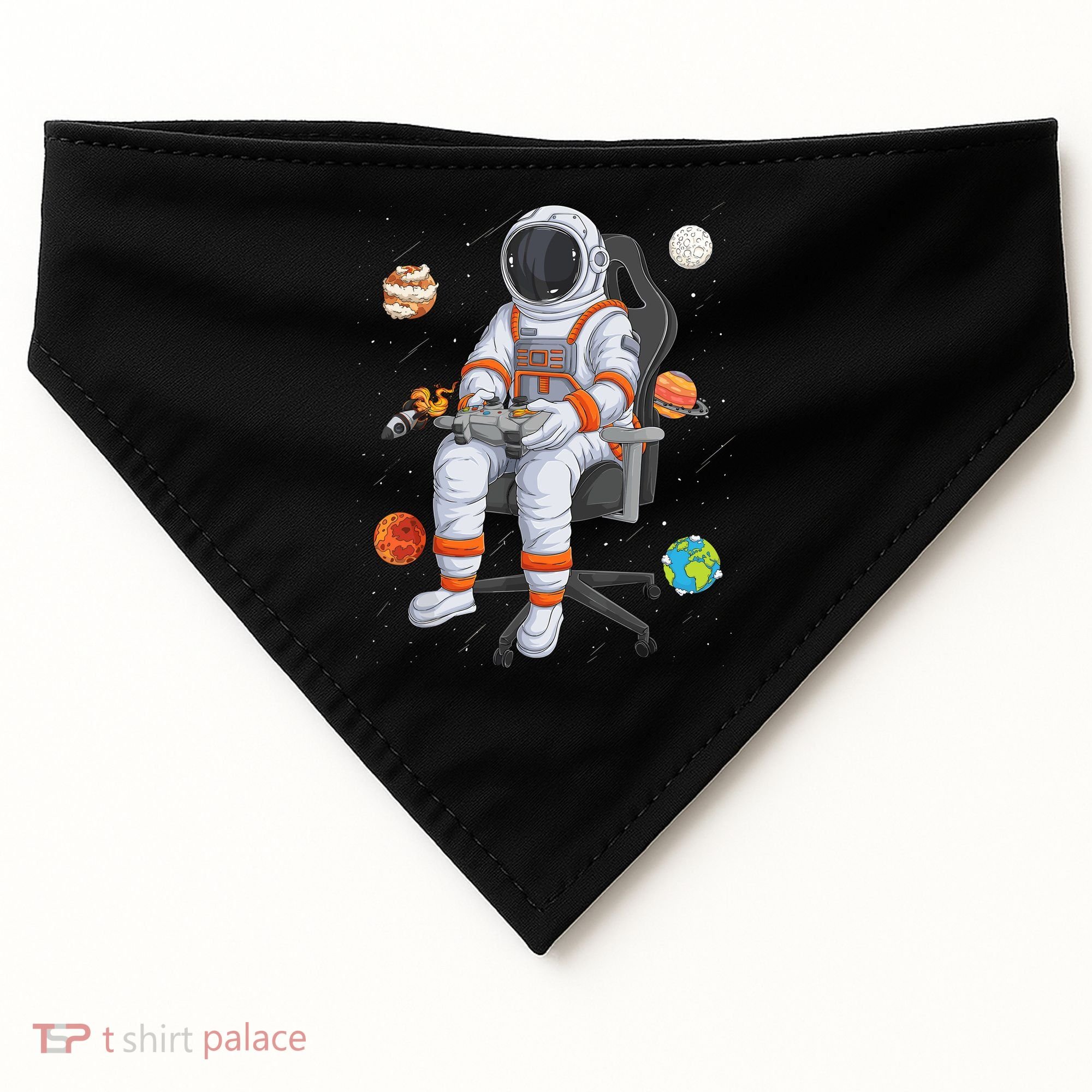 Astronaut Gamer Outer Space Gaming System Planets USA-Made Doggie Bandana