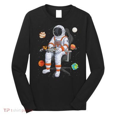 Astronaut Gamer Outer Space Gaming System Planets Long Sleeve Shirt