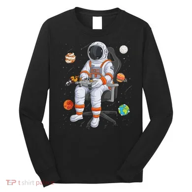Astronaut Gamer Outer Space Gaming System Planets Long Sleeve Shirt