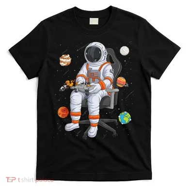 Astronaut Gamer Outer Space Gaming System Planets T-Shirt