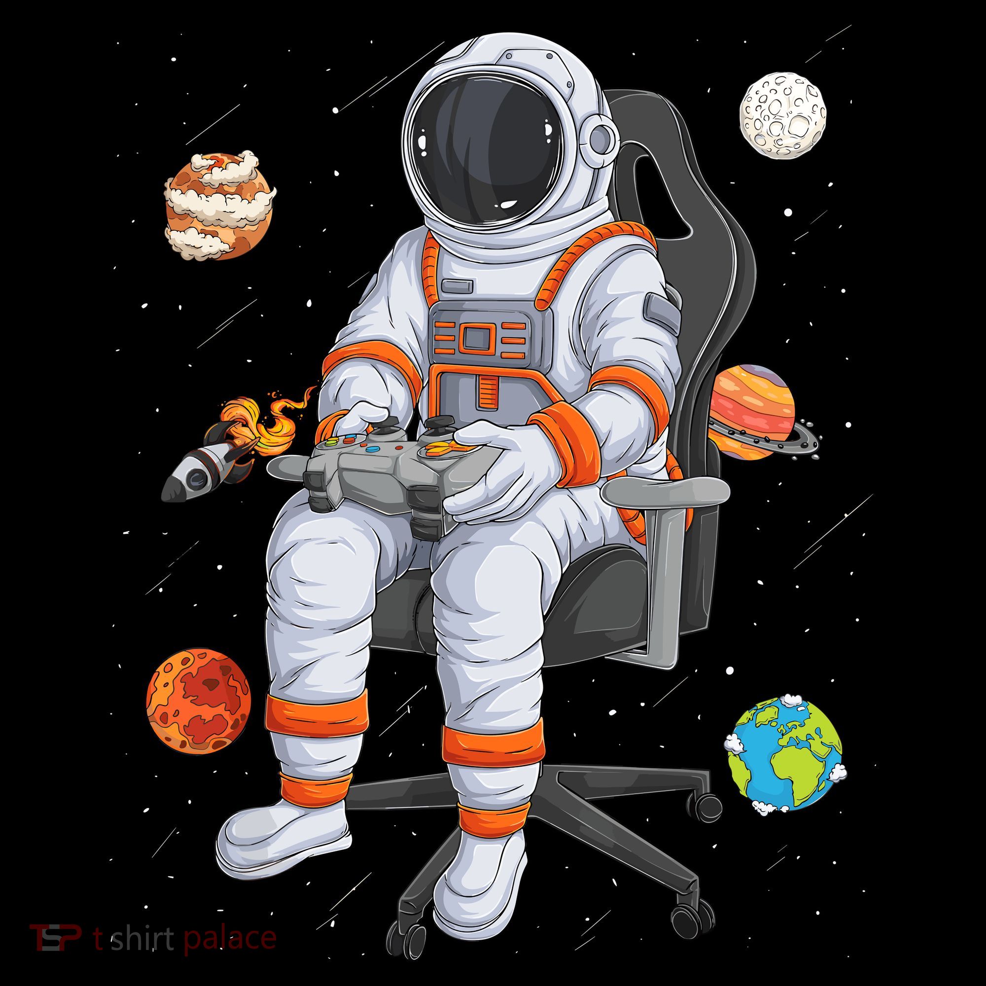 Astronaut Gamer Outer Space Gaming System Planets Coaster