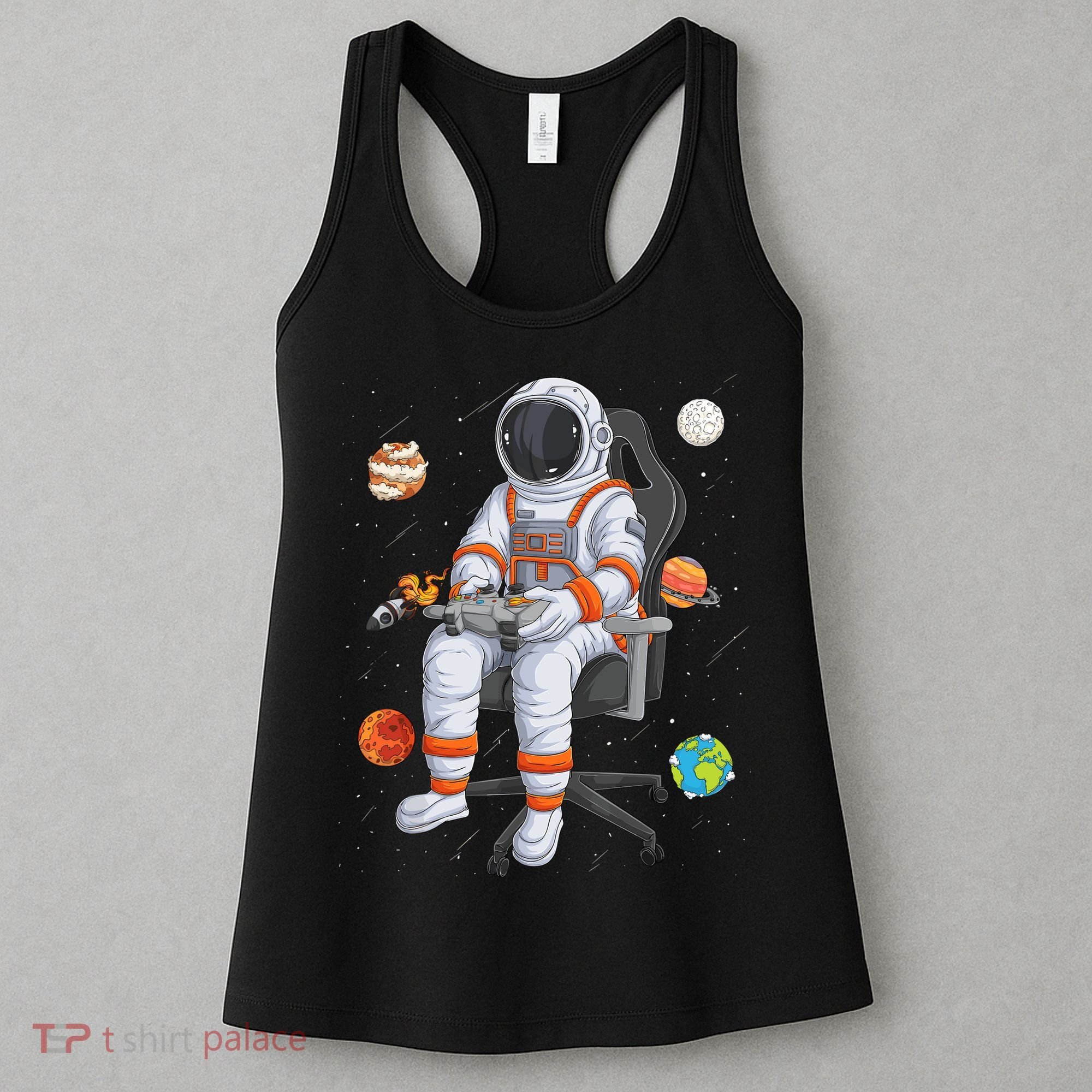 Astronaut Gamer Outer Space Gaming System Planets Women's Tank Top