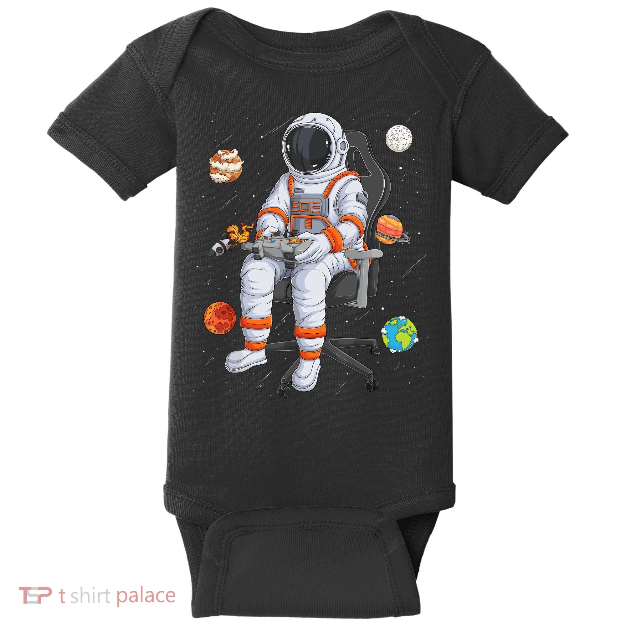 Astronaut Gamer Outer Space Gaming System Planets Baby Bodysuit