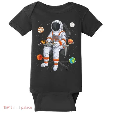 Astronaut Gamer Outer Space Gaming System Planets Baby Bodysuit