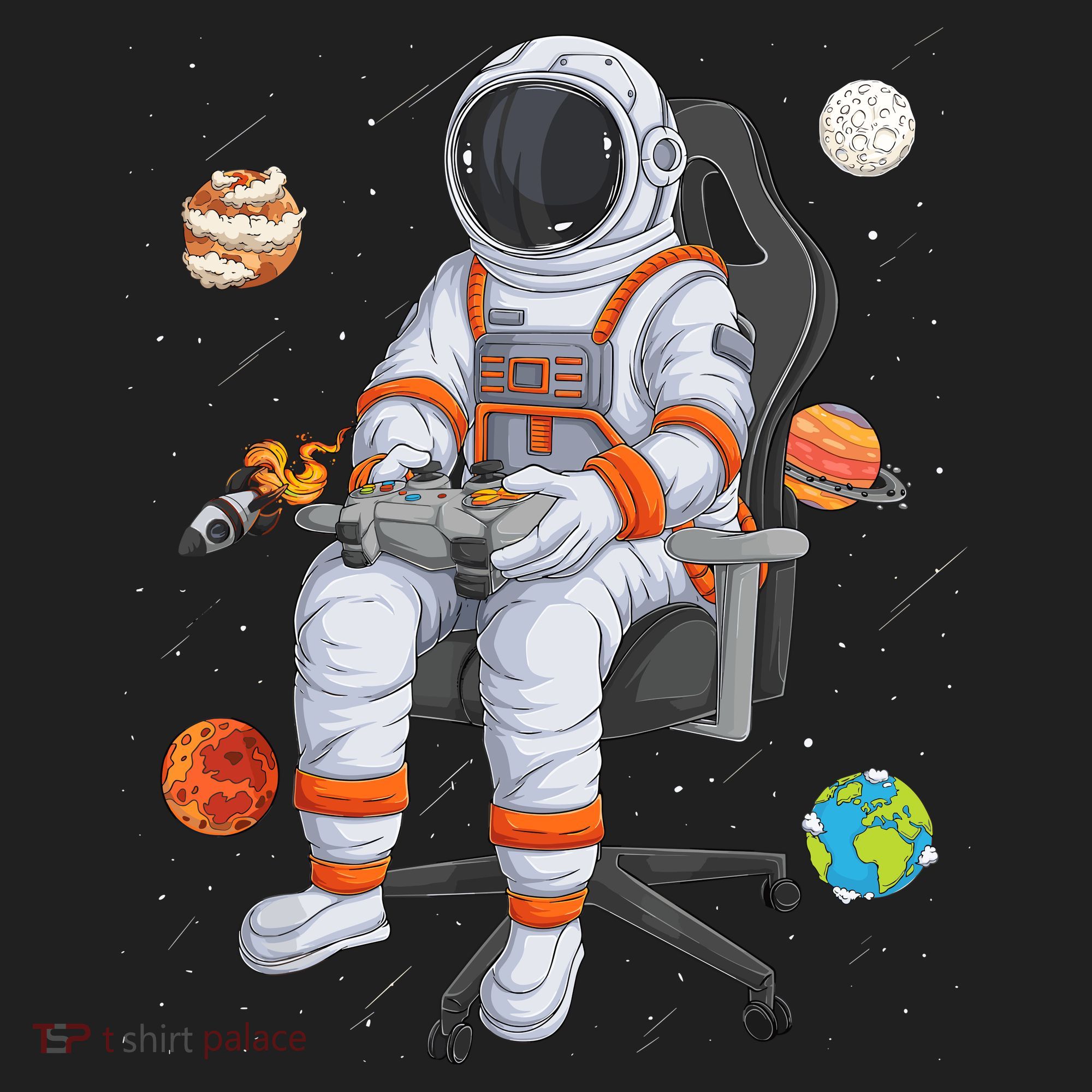 Astronaut Gamer Outer Space Gaming System Planets Golf Towel