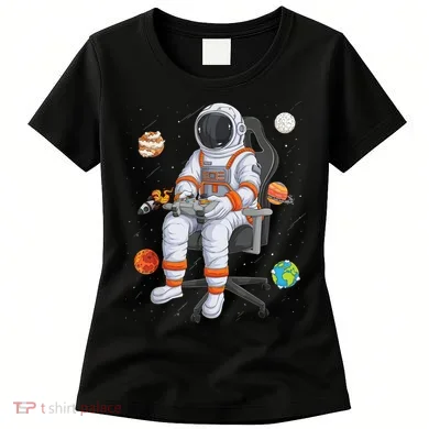 Astronaut Gamer Outer Space Gaming System Planets Women's T-Shirt
