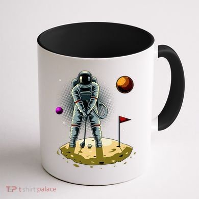 Astronaut Golfing On The Moon Funny Golf Lovers Coffee Mug back