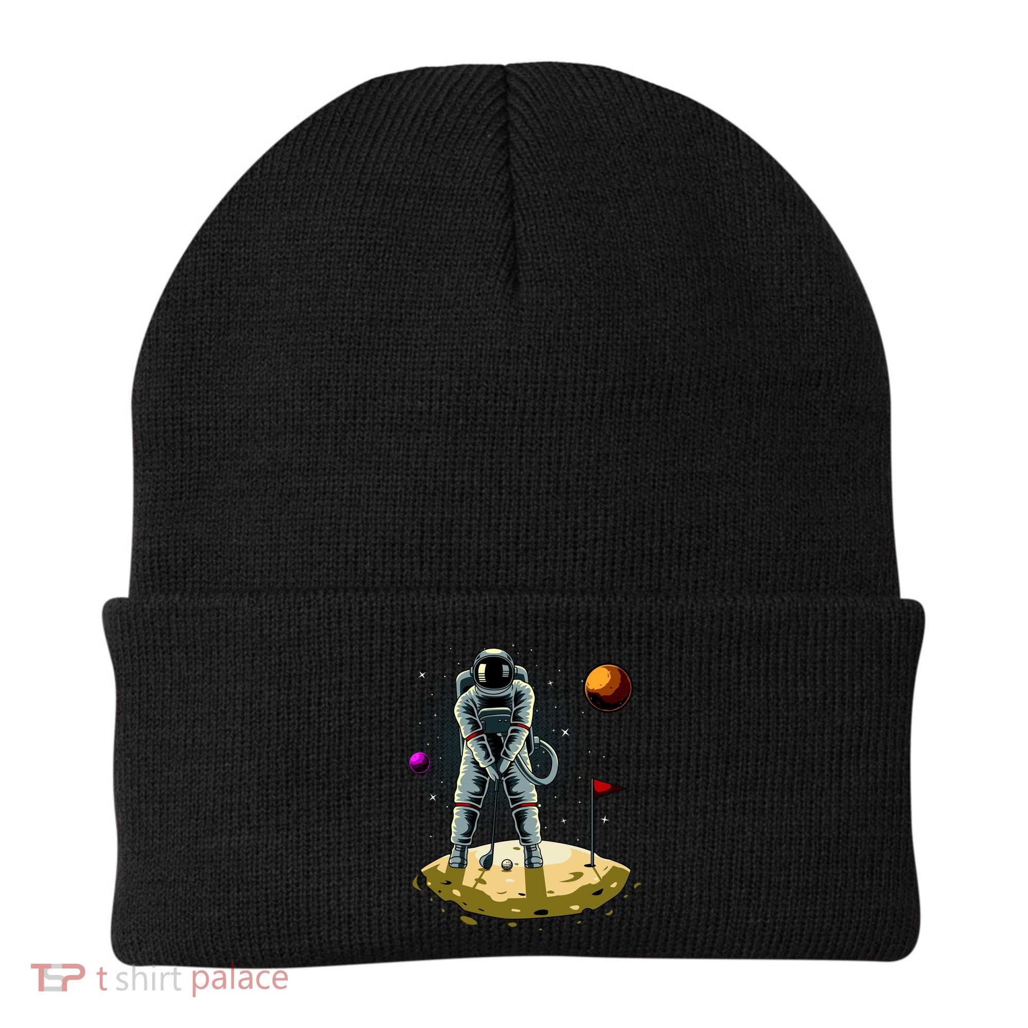Astronaut Golfing On The Moon Funny Golf Lovers Beanie