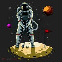 Astronaut Golfing On The Moon Funny Golf Lovers Beanie thumb 2