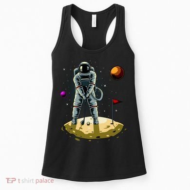 Astronaut Golfing On The Moon Funny Golf Lovers Women's Tank Top