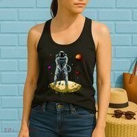 Astronaut Golfing On The Moon Funny Golf Lovers Women's Tank Top thumb 2