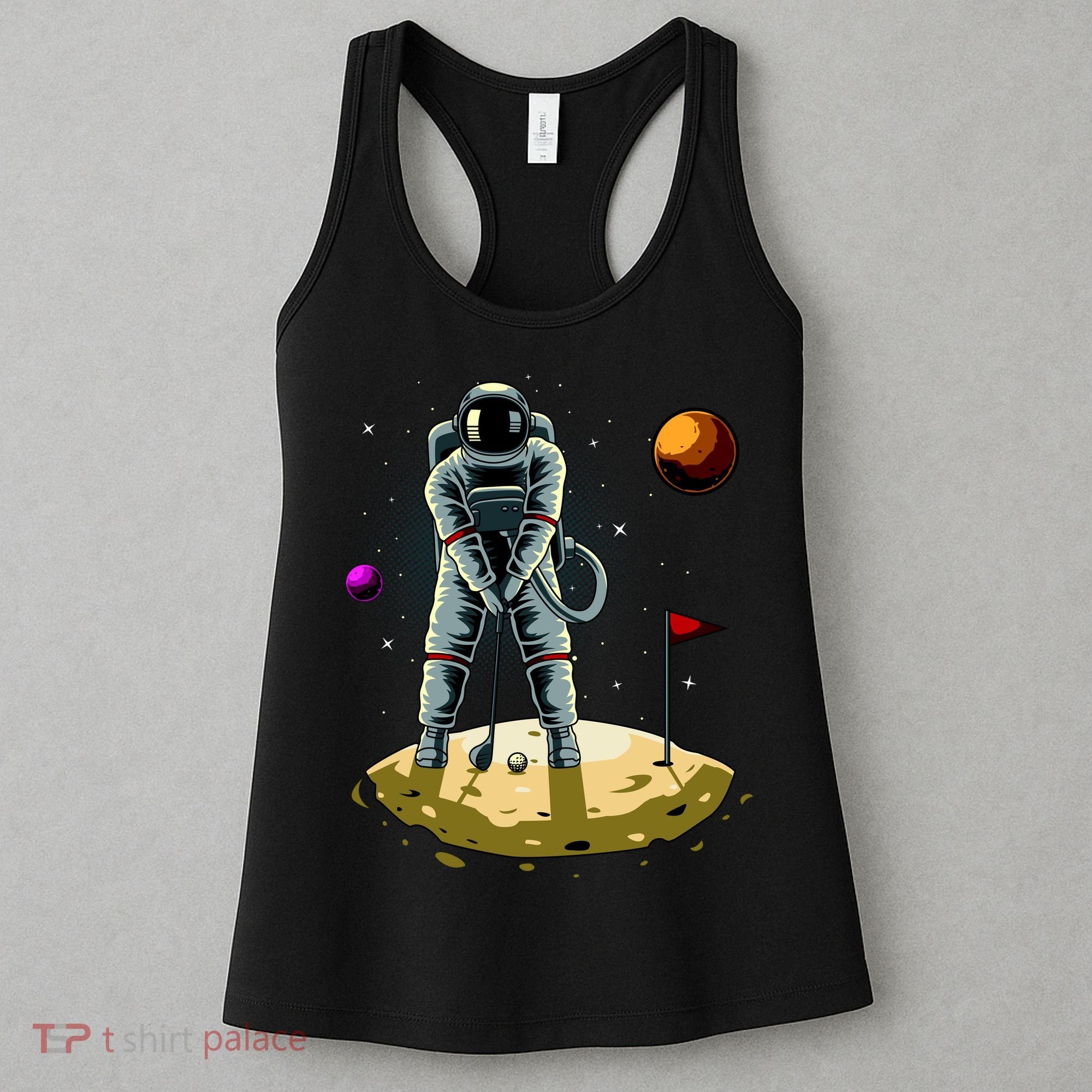 Astronaut Golfing On The Moon Funny Golf Lovers Women's Tank Top