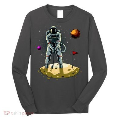 Astronaut Golfing On The Moon Funny Golf Lovers Long Sleeve Shirt