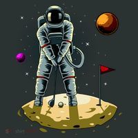 Astronaut Golfing On The Moon Funny Golf Lovers Mousepad thumb 1