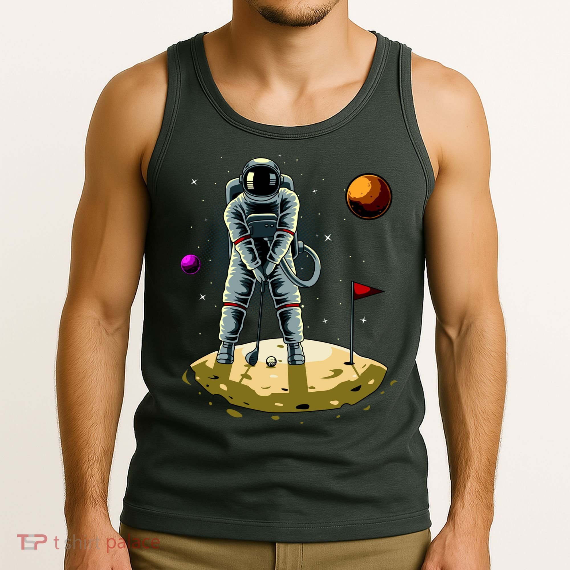 Astronaut Golfing On The Moon Funny Golf Lovers Tank Top