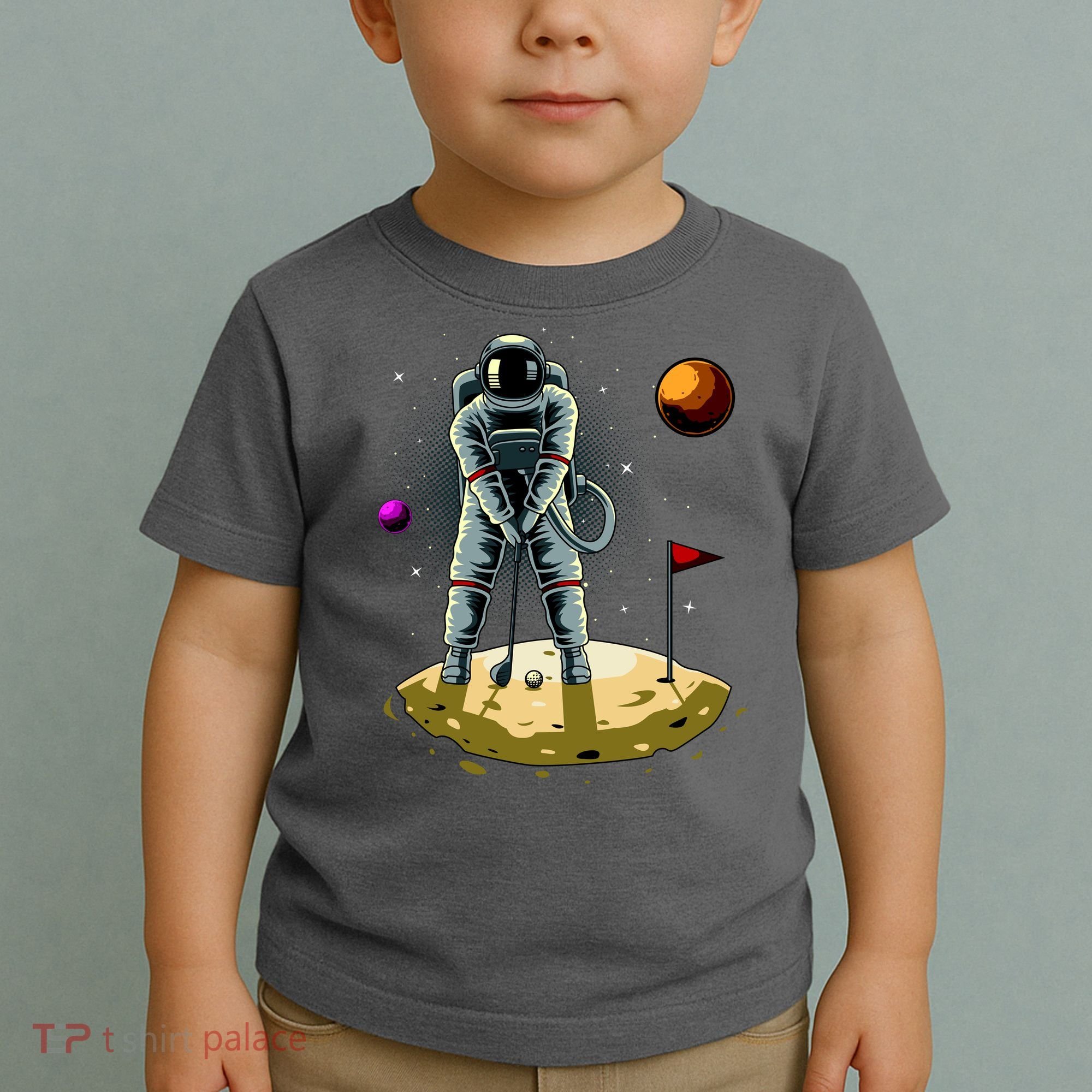 Astronaut Golfing On The Moon Funny Golf Lovers Toddler T-Shirt