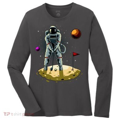 Astronaut Golfing On The Moon Funny Golf Lovers Women's Long Sleeve Shirt