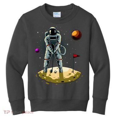 Astronaut Golfing On The Moon Funny Golf Lovers Kids Sweatshirt