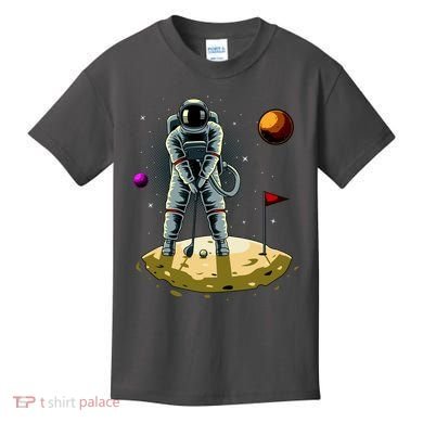 Astronaut Golfing On The Moon Funny Golf Lovers Kids T-Shirt