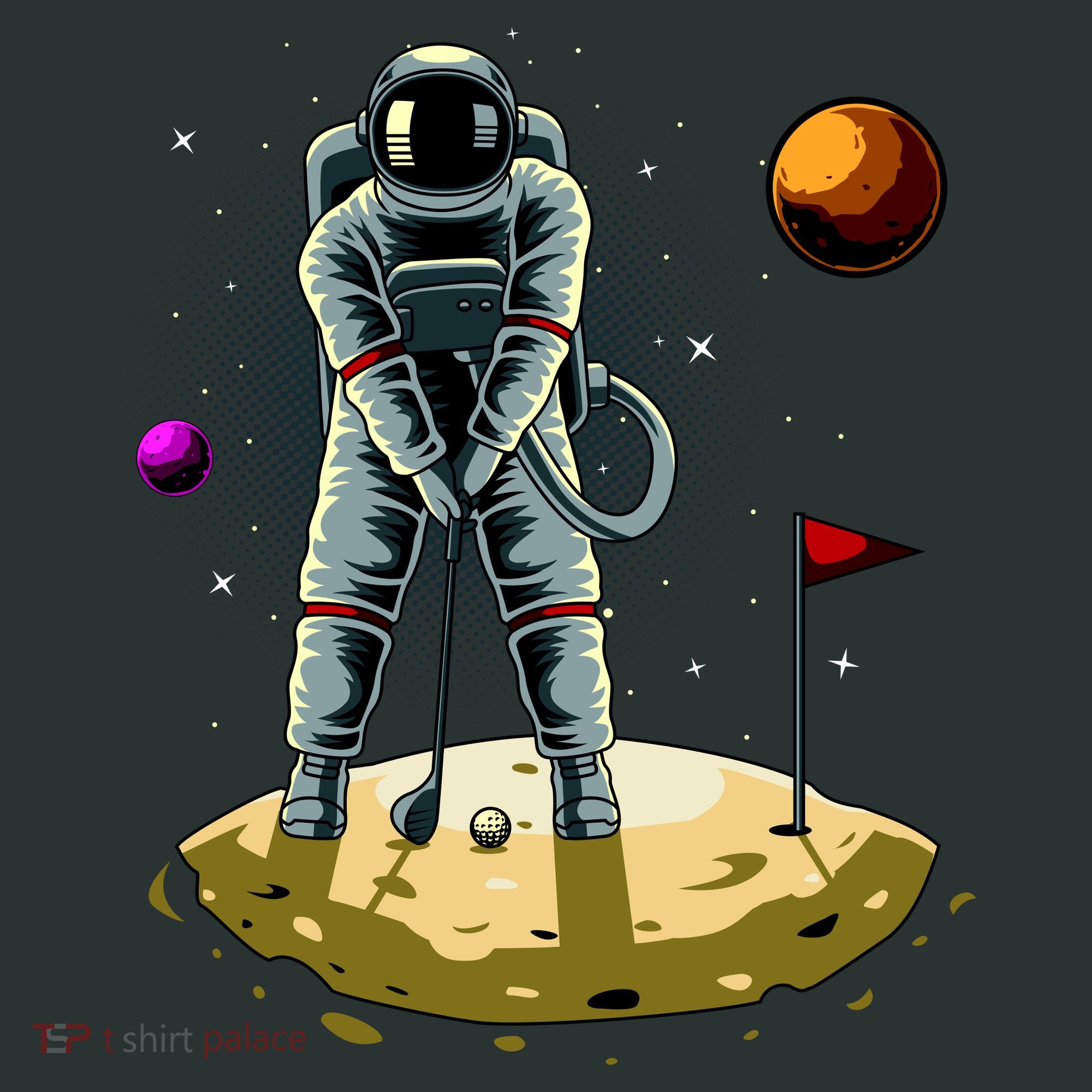 Astronaut Golfing On The Moon Funny Golf Lovers Kids T-Shirt