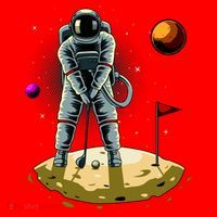 Astronaut Golfing On The Moon Funny Golf Lovers Santa Hat thumb 1