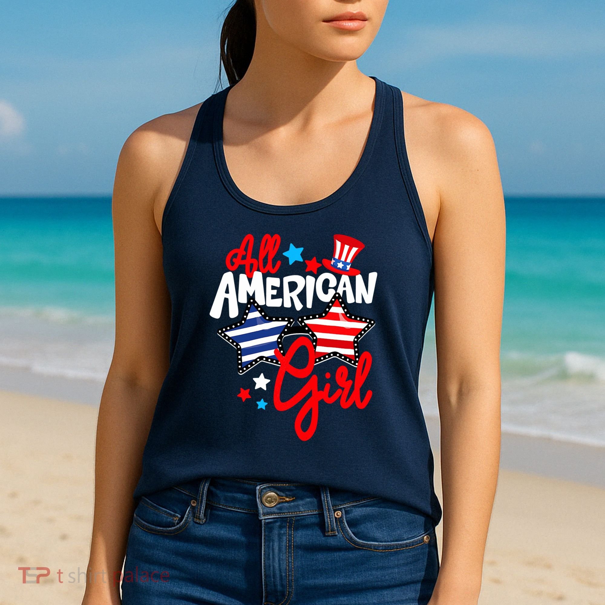 American Girls Patriotic July 4th Funny Women's Tank Top
