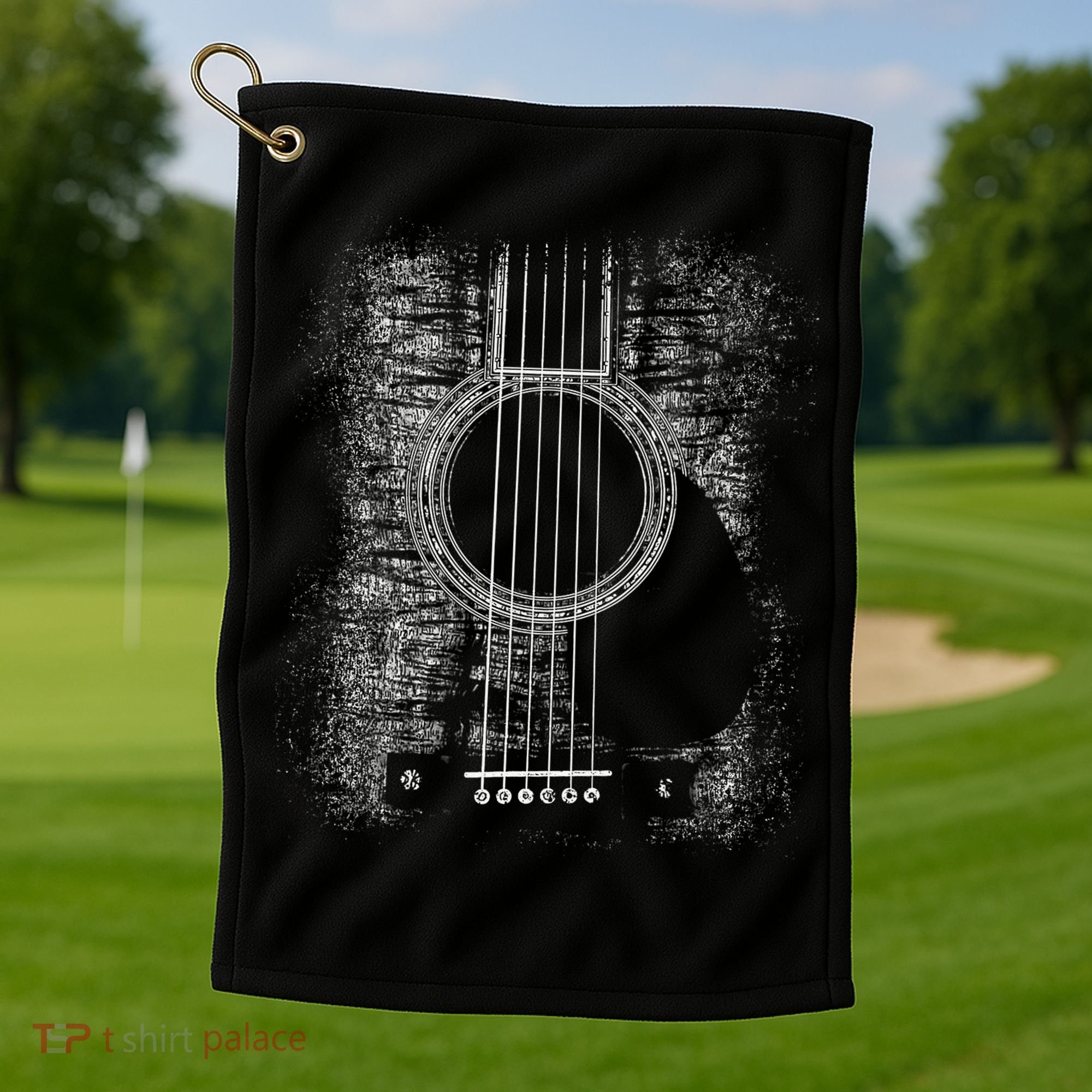 Acoustic Guitar Player Six String Classic Rock & Roll Golf Towel