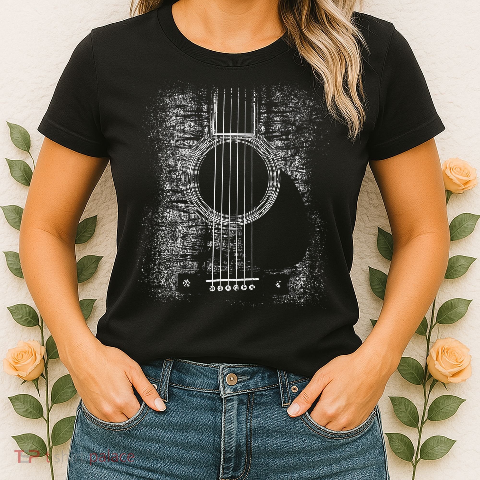 Acoustic Guitar Player Six String Classic Rock & Roll Women's T-Shirt