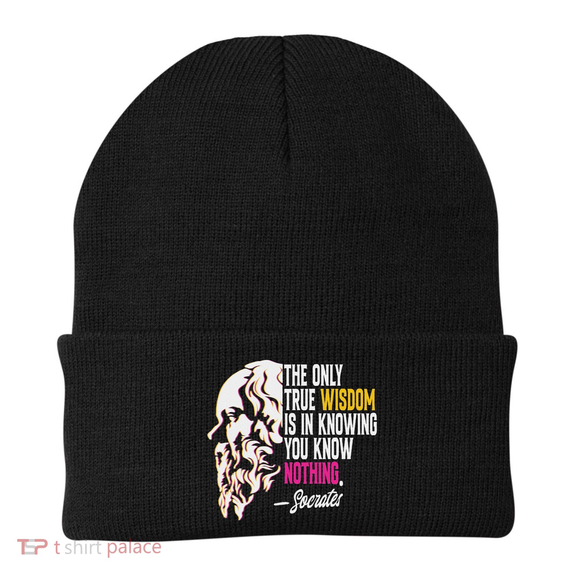 Ancient Greek Philosophy Quote The Only True Wisdom Socrates Beanie