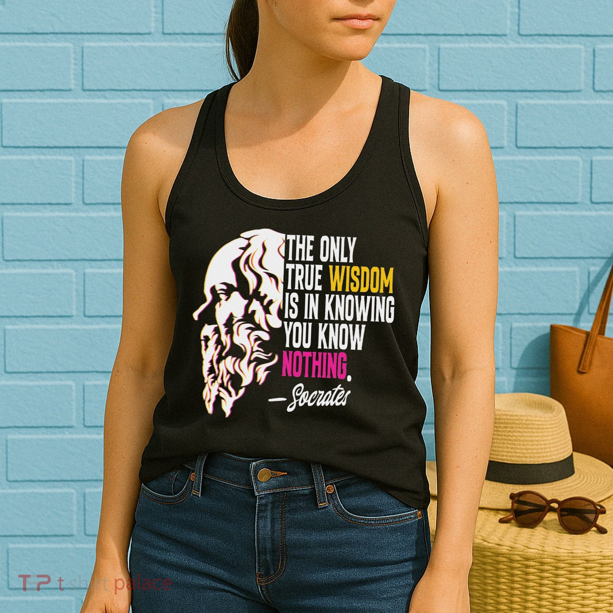 Ancient Greek Philosophy Quote The Only True Wisdom Socrates Women's Tank Top