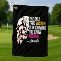 Ancient Greek Philosophy Quote The Only True Wisdom Socrates Golf Towel thumb 1