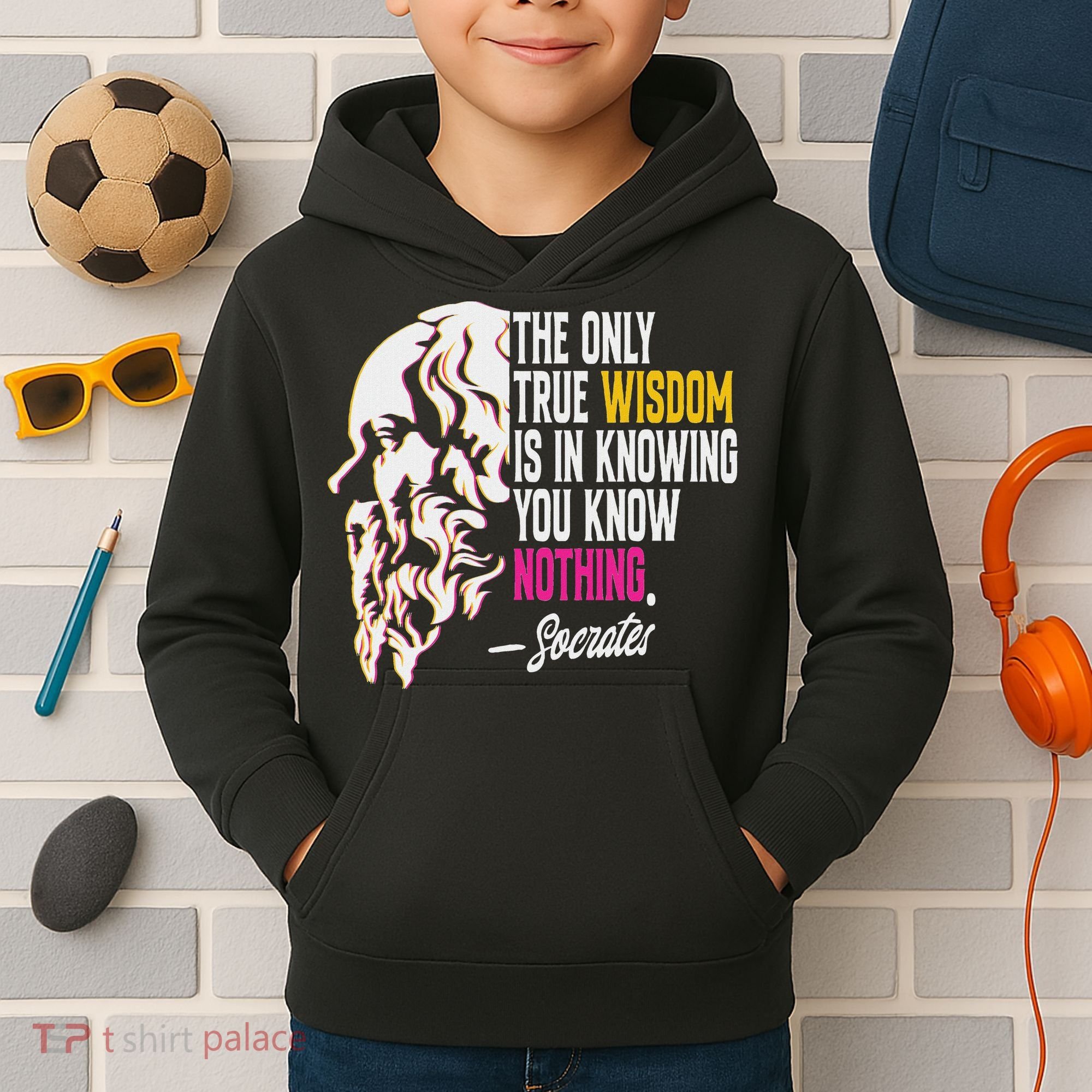 Ancient Greek Philosophy Quote The Only True Wisdom Socrates Kids Hoodie