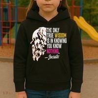 Ancient Greek Philosophy Quote The Only True Wisdom Socrates Kids Hoodie thumb 3