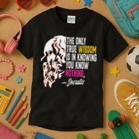 Ancient Greek Philosophy Quote The Only True Wisdom Socrates Kids T-Shirt thumb 3