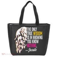 Ancient Greek Philosophy Quote The Only True Wisdom Socrates Tote Bag thumb 0