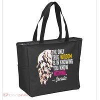 Ancient Greek Philosophy Quote The Only True Wisdom Socrates Tote Bag thumb 2