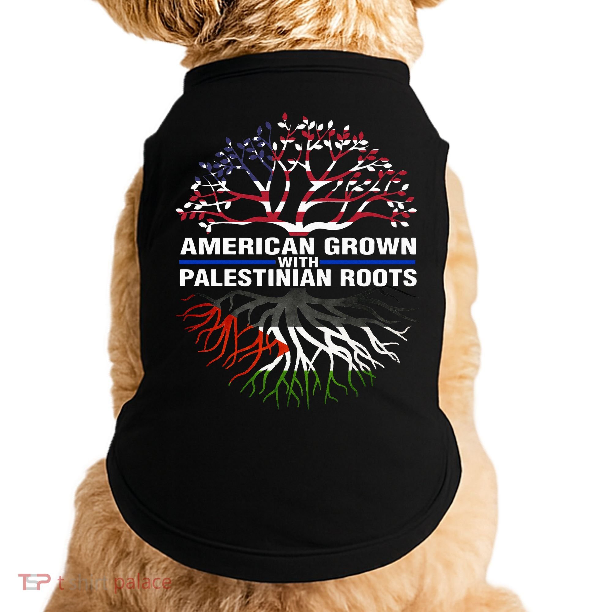 American Grown Palestinian Roots Palestine Flag Doggie Tank