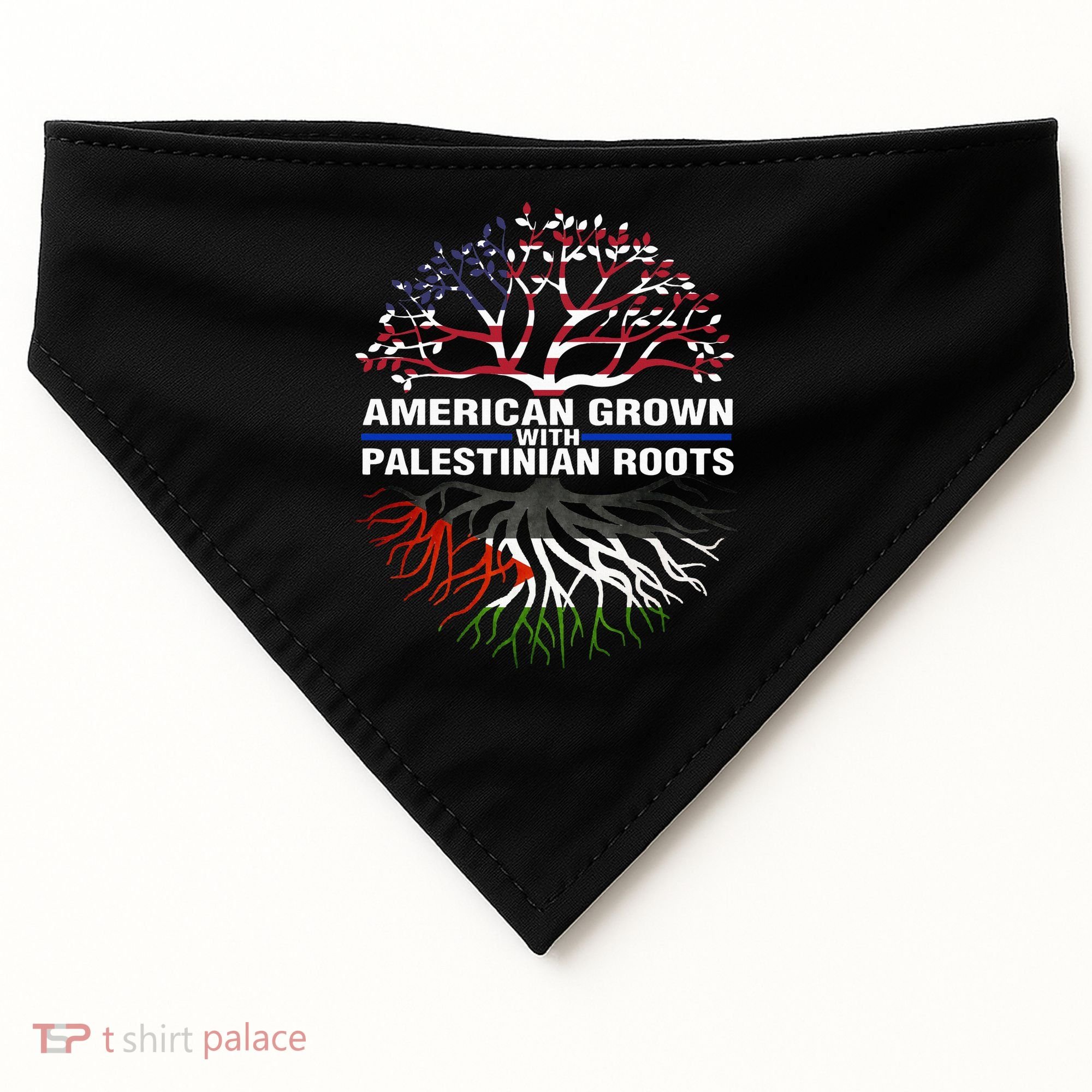 American Grown Palestinian Roots Palestine Flag USA-Made Doggie Bandana