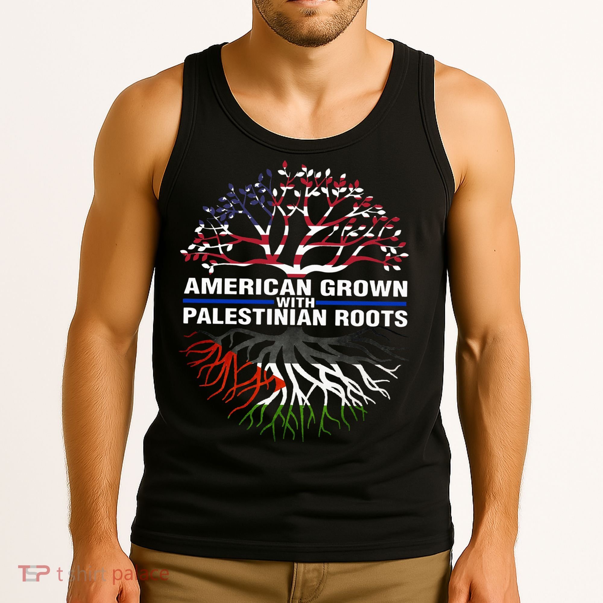 American Grown Palestinian Roots Palestine Flag Tank Top