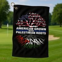 American Grown Palestinian Roots Palestine Flag Golf Towel thumb 1