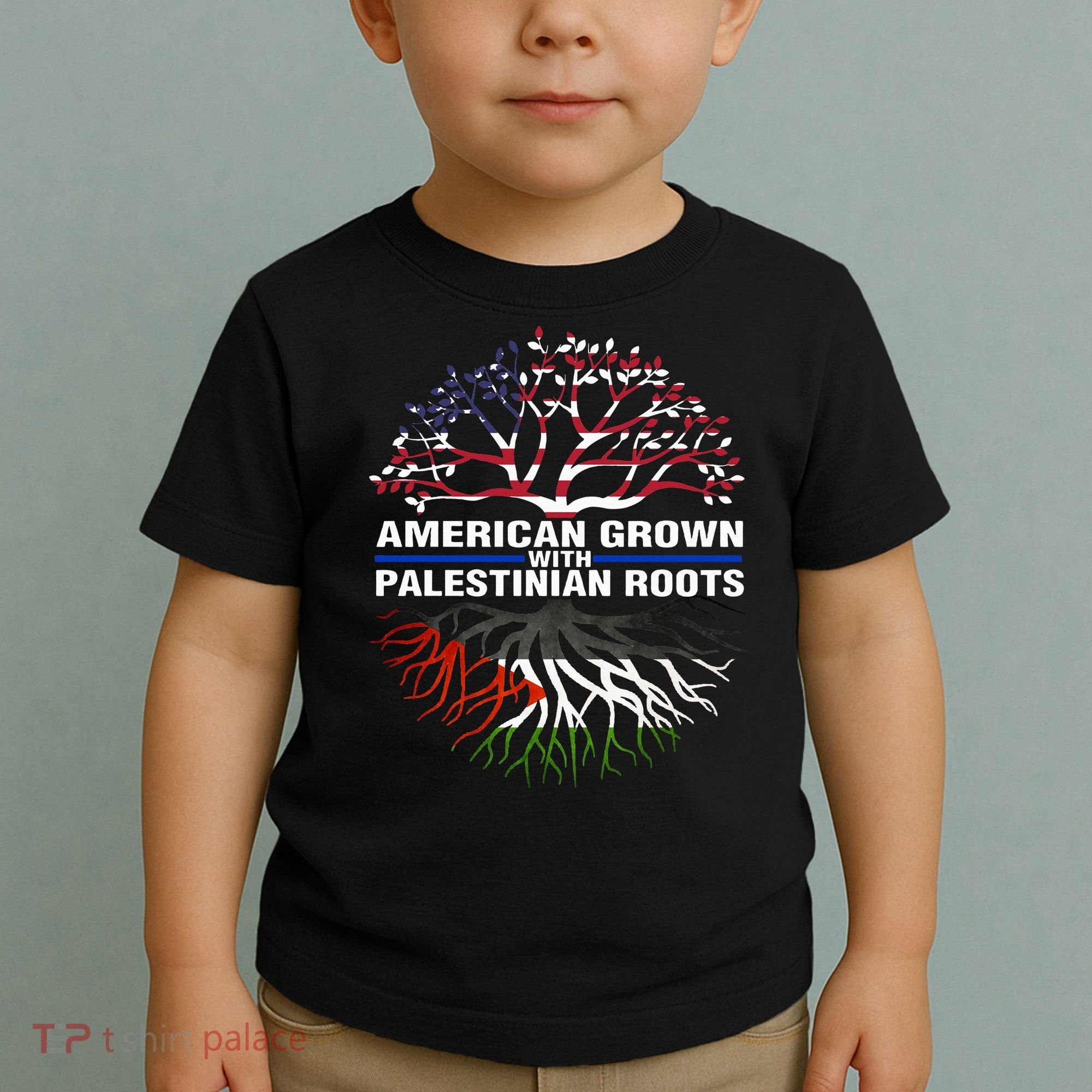American Grown Palestinian Roots Palestine Flag Toddler T-Shirt