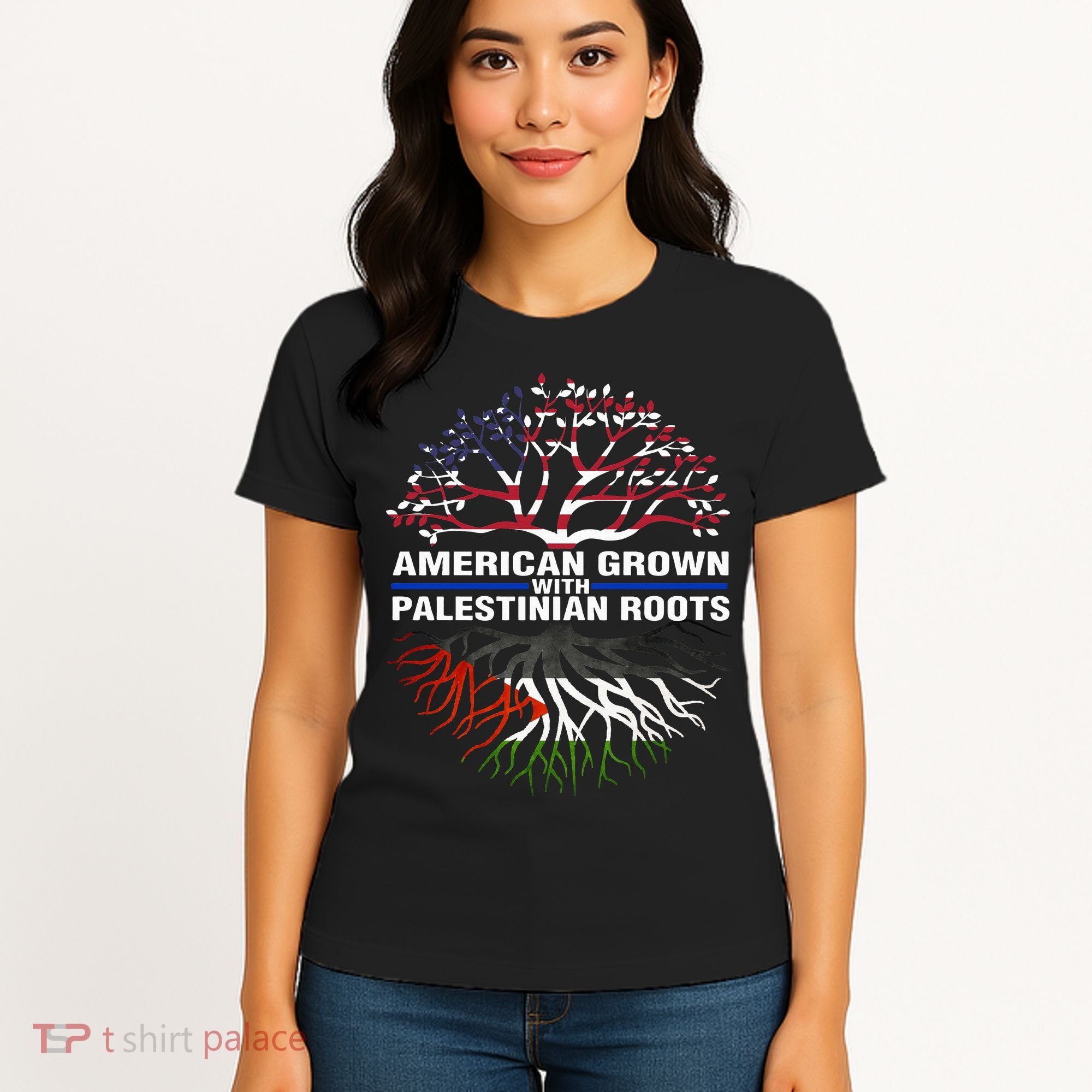 American Grown Palestinian Roots Palestine Flag Women's T-Shirt