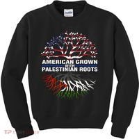 American Grown Palestinian Roots Palestine Flag Kids Sweatshirt thumb 0